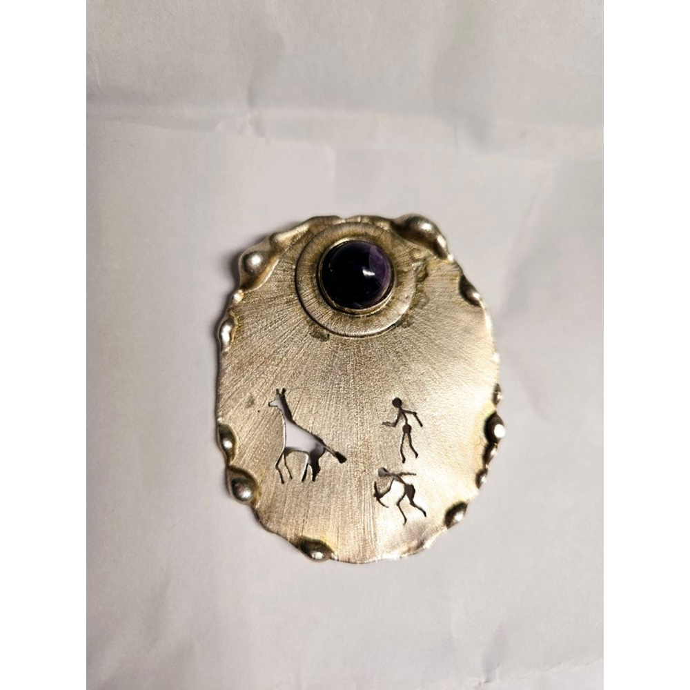 Vintage brooch pendant unique sterling amethyst